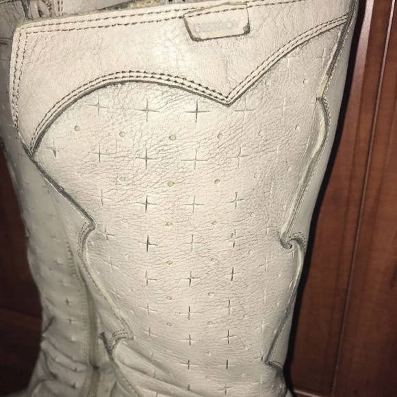 Destroy White Leather Cowboy Boots - Picture 6 of 8